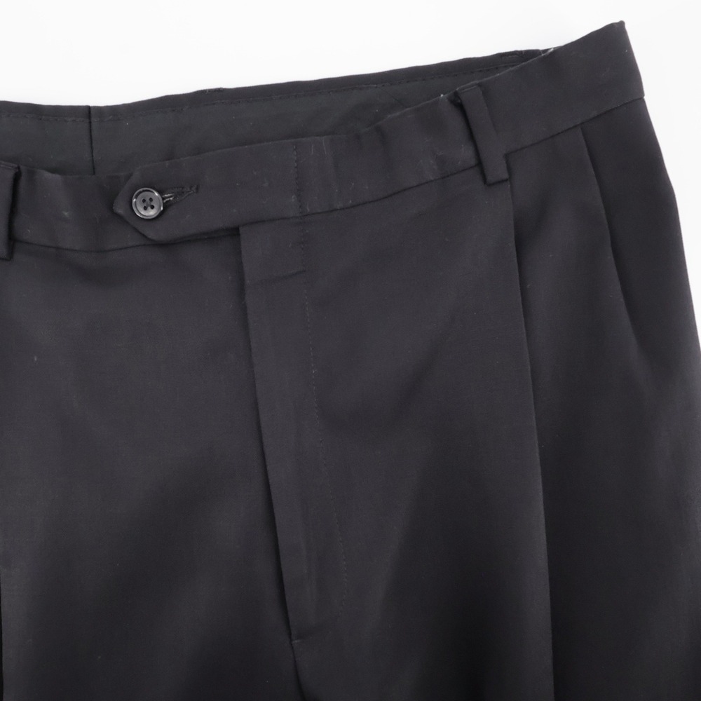 Austin Reed London Super 100s Wool Pleated Dress Pants Black Mens 35x28